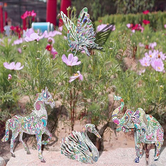 KAZOKU Crafts for Girls Ages 8-12 3D Coloring Puzzles Toys 4 Animals Puzzles with 12 Pen Markers Creative Arts and Crafts Kits for Kids Ages 8 9 10 11 12 Birthday Children's Day for Grils Boys