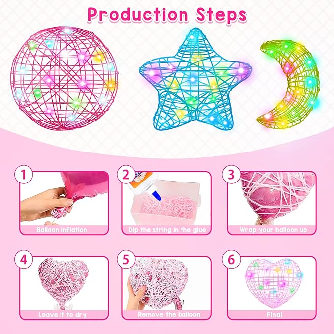 belle&birdie 3D String Art Kit for Kids, 30pcs Arts and Crafts for Kids Ages 8-12, Girls Toys 6-12 Light Up String Light Toys, Crafts for Girls, Birthday Christmas Gifts for Girls and Boys Ages 6+