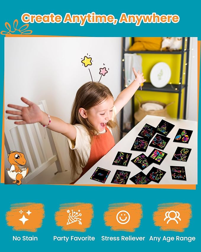 Smasiagon Rainbow Arts & Crafts for Kids - 125 Mini Scratch Paper Notes - Art Supplies Kids Toys Party Favor - Halloween Christmas Birthday Gift for Girls Boys