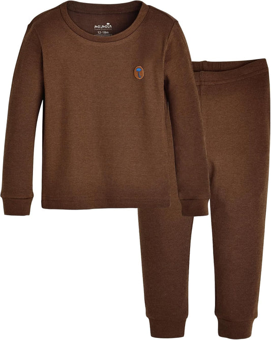 moimoln Pajamas Set 6M-5Y Solid Ribbed Unisex Baby & Toddler, Soft Viscose, Snug-Fit, Everyday Sleepwear