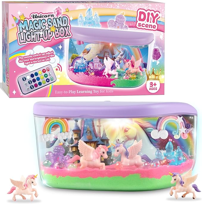 Unicorn Terrarium Light Up Kit for Girls - Birthday Gifts, Christmas Toy for Girls Age 4-5-6-7-8-11, DIY LED Night Light with Remote - Unicorn Creative Arts & Crafts Kit for 4-12 Year Old Kids