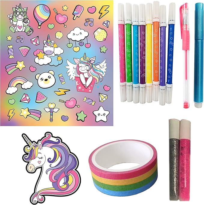 Hinkler Super Kaleidoscope - Unicorn Magic Activity Kit - Fantasy Themed Coloring Book with Glitter Stationery and Stickers - Unicorn Keyring - Arts and Craft Kits for Kids Aged 6 to 8