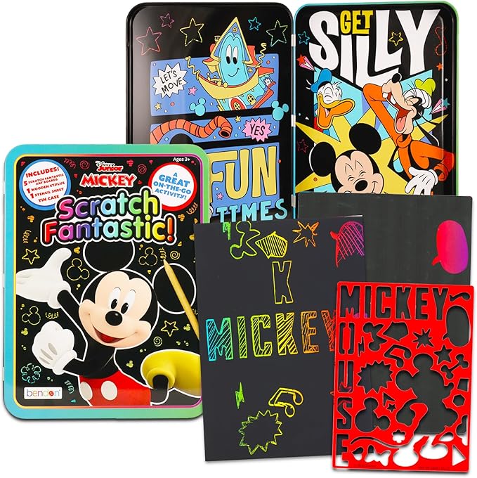 Mickey Mouse Scratch Art for Kids, Toddlers - Bundle with Scratch Book for Kids Featuring Mickey Mouse Plus Mickey Mess Free Imagine Ink, More | Scratch Reveal Books for Kids