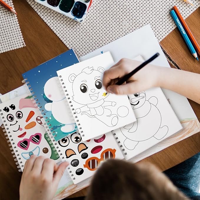 Omgouue Winter Wonderland Sticker Coloring Books 3-Pack,Christmas Toys Activity Pad for Kids Toddlers Ages 2-8(36 Scenes)