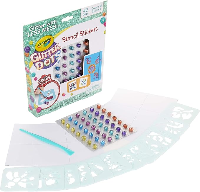 Crayola Glitter Dots Stencil Stickers Craft Kit Age 7+, Sticker Stencils