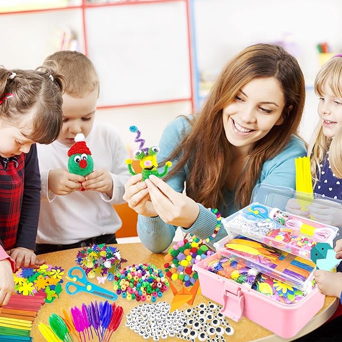 VLUSSO Arts & Crafts Supplies DIY Craft Kits Set - Pipe Cleaners, Materials, Gift for Kids Boys & Girls Age 4-8