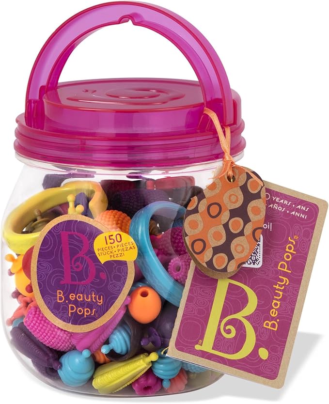 B. toys – Pop Arty! 150 Pcs- Jewlery Making Kit- Creative Pop Snap Bead Set for Kids –DIY Craft Jewelry Making Kit –Necklaces, Rings, Bracelets – 4 Years +