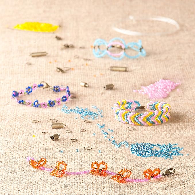 – Seed Bead Creation Kit – Bracelet & Necklace Making Kit – 42pc Jewelry Set with Little Beads – DIY Jewelry Kits for Kids Aged 8 Years +