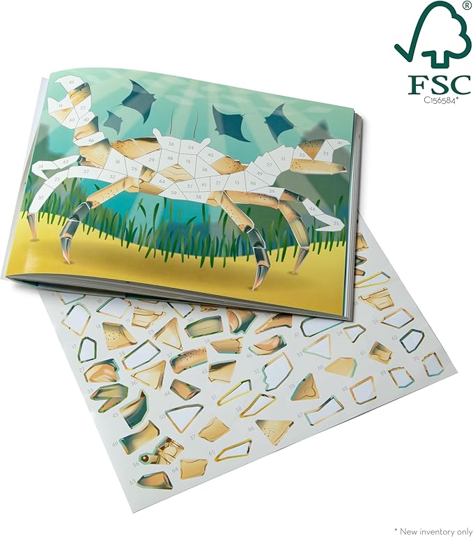 Melissa & Doug Mosaic Sticker Pad Ocean Animals (12 Color Scenes to Complete with 850+ Stickers) - FSC-Certified Materials