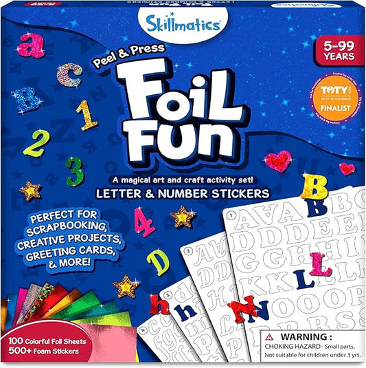 Skillmatics Art & Craft Activity - Foil Fun Letter & Number Stickers, Mess-Free Art, Project Kits, DIY Colorful Creative Activity, Gifts for Ages 5, 6, 7, 8, 9, and Up