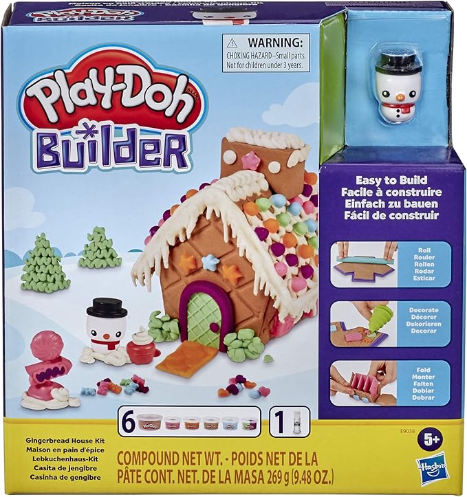 Play-Doh Builder Gingerbread House Toy Building Kit for Kids 5 Years and Up with 6 Non-Toxic Play-Doh Colors - Easy to Build DIY Craft Set (Amazon Exclusive)