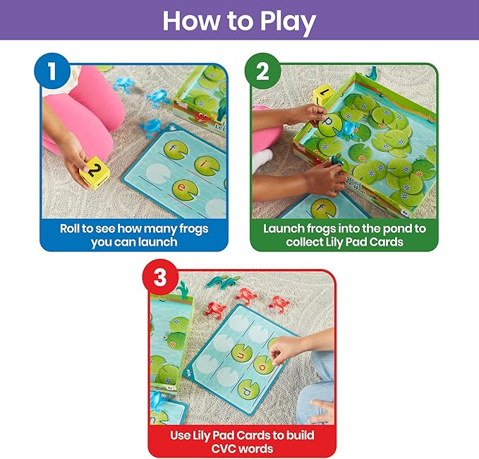 hand2mind Lily Pad Letter Hop, CVC Word Games, Sight Word Games, Fine Motor Skills Toys, Spelling Games, Word Making Games, Educational Board Games, Family Game Night, Kindergarten Learning Activities