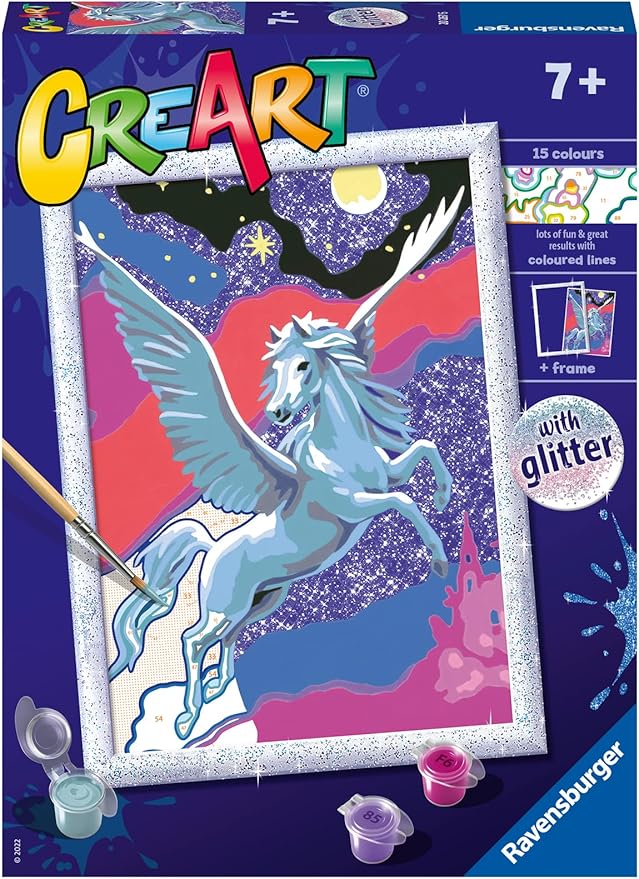 Ravensburger Powerful Pegasus Paint by Numbers Kit for Kids - 20267 - Painting Arts and Crafts for Ages 7 and Up