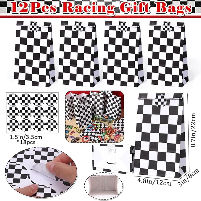 Winrayk Race Car Party Favors Birthday Supplies Drinking Straw Checkered Bag Mini Pull Back Car Bracelet Luminous Tattoo Sticker Keychain Racing Games Boys Kid Race Car Pinata Filler Goody Bag Stuffer