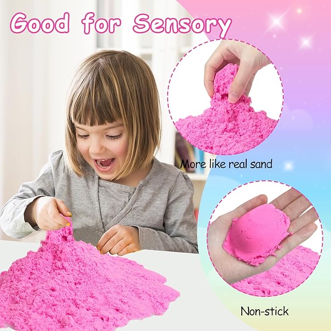 Play Sand Kits for Kids, Ice Cream Sensory Bin Sandbox to Create A Mini Cake Factory with 2lbs Magic Sand| Ice Cream & Cake Models and Tools, A Larger Ice Cream & Cake Factory Can Be Created By Beach