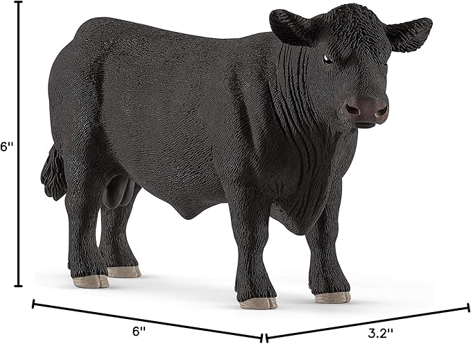 Schleich Farm World, Realistic Animal Toys for Kids Ages 3 and Above, Black Angus Bull Cow Toy Figure