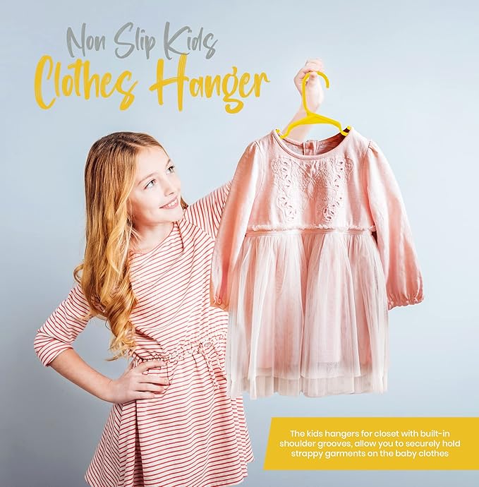 Utopia Home 20 Pack Kids Hangers - 11.5 Inch Plastic Baby Hangers for Closet - Childrens Hanger for Clothes & Infant Hanger for Closet - Ideal for Everyday Standard Use (Yellow)