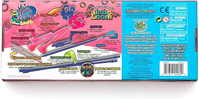 Rainbow Loom® Hair Loom Studio Kit, Features 2 Finger Loom, 40 Beads, 600 Rubber Colorful Rubber Bands and Many More, Great Gift for Girls 7+