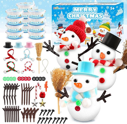 Shemira 12 Pack DIY Snowman Kit, Christmas Crafts for Kids, Modeling Air Dry Clay Craft Kits for Kids, DIY Christmas Ornaments Kits, Christmas Party Favors Stocking Stuffers for Kids, Christmas Gifts