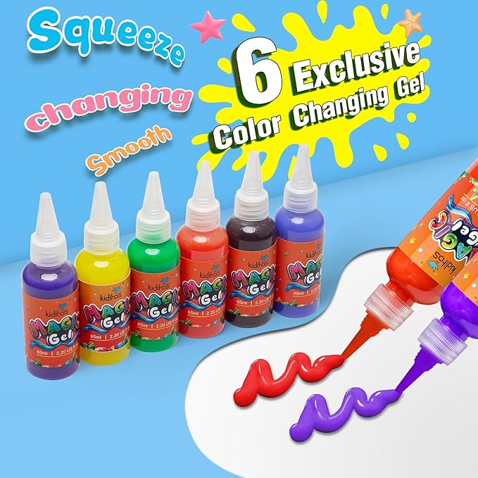 Kiditos Color Changing Magic Water Elf Toy Kit, Magic Aqua Fairy Water Gel Kit with 6 Color Changing Gels and 6 Molds. Christmas Gifts, Birthday Gifts, Party Favors, Arts&Crafts DIY STEM Kits for Kids