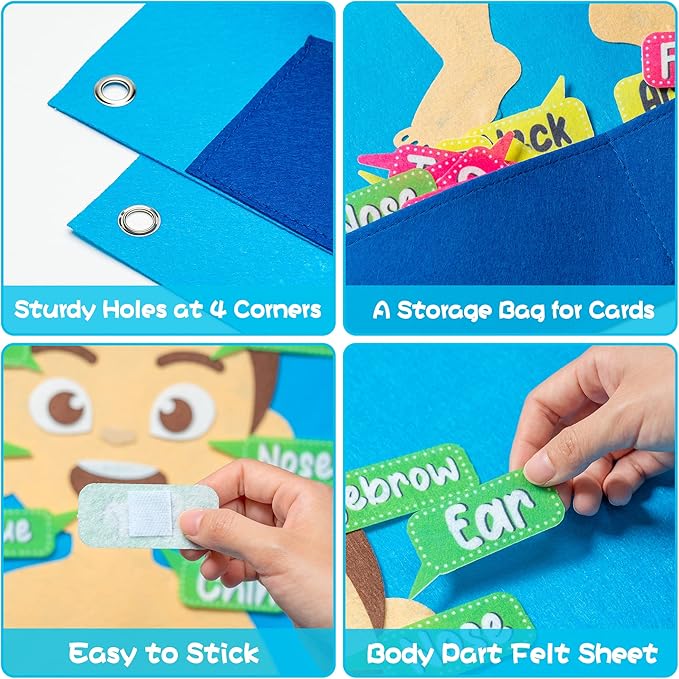 WATINC 35Pcs Body Parts Learning Felt Story Board Set Preschool Human Organ Educational Teaching Storytelling Early Learning Interactive Play Kit Wall Hanging Gift for Toddlers Kids 41 x 30 Inch