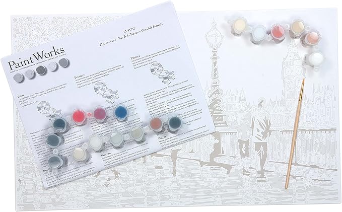 Dimensions PaintWorks Thames View Paint by Number Kit for Adults and Kids, Finished Size 20" x 12", Multicolor 11 Piece