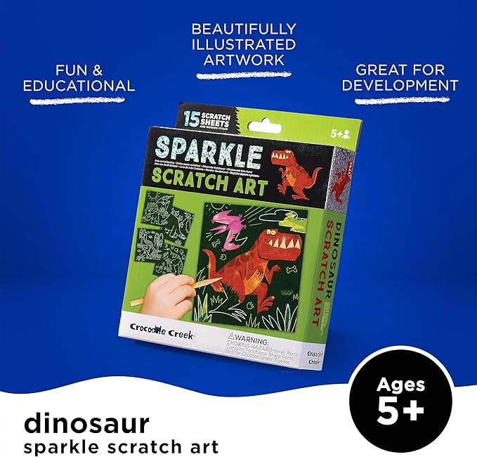 CROCODILE CREEK Dinosaur Sparkle Scratch Art 6 Piece Set, 1 EA