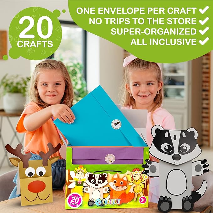 Craftikit® 20 Award-Winning Fairy Garden Crafts for Kids - 20 All-Inclusive Fun Paper Toddler Crafts, Fairy Garden Kit for Kids Ages 3-8, Magical Fairy Gifts