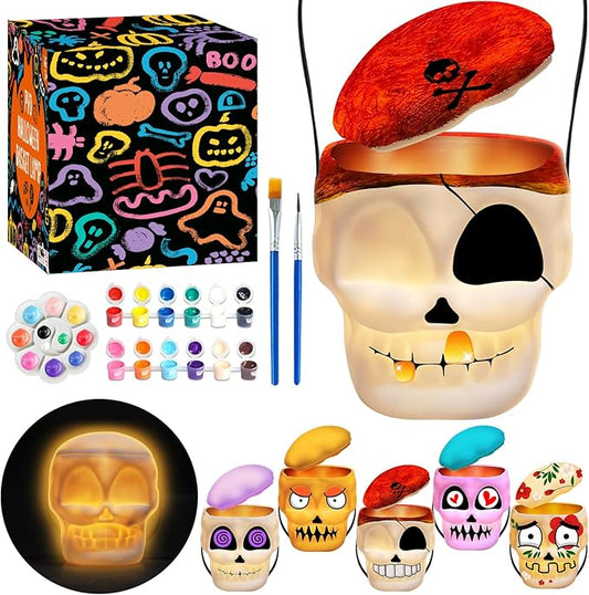 FUNZBO Paint Your Own Lamp, Art & Craft Supplies Skull Painting Kits, Arts and Crafts for Kid Teen Adult, DIY Night Light Toys Christmas Gift for Toddler Girl Boy Age 3 4 5 6 7 8 9 10 11 12 13