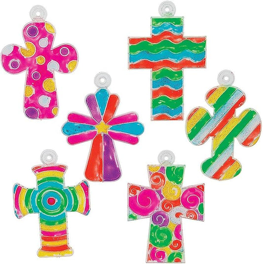 Religious Paint Your Own Suncatchers - Crafts for Kids and Fun Home Activities (Cross)