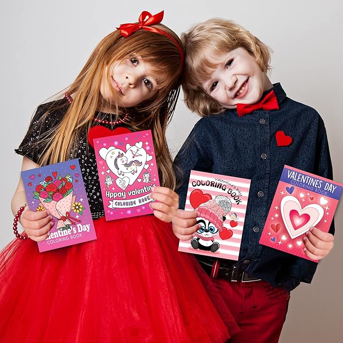 ArtCreativity 20 Packs / 5" X 7" Valentines Day Mini Coloring Books for Boys and Girls Children, 5 Designs Set for Classroom, Perfect for Creative Educational Art Home and Exchange Gifts for Toddlers