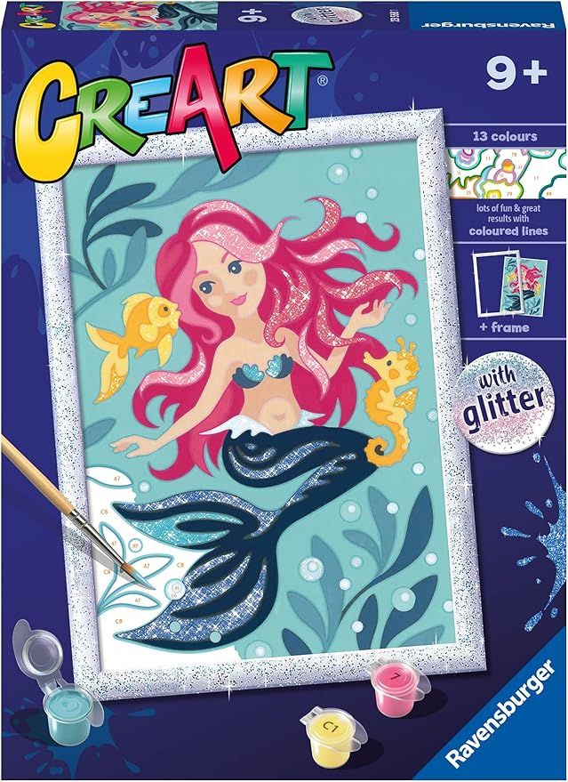 Ravensburger Enchanting Mermaid Paint by Numbers Kit for Kids - 23568 - Painting Arts and Crafts for Ages 9 and Up