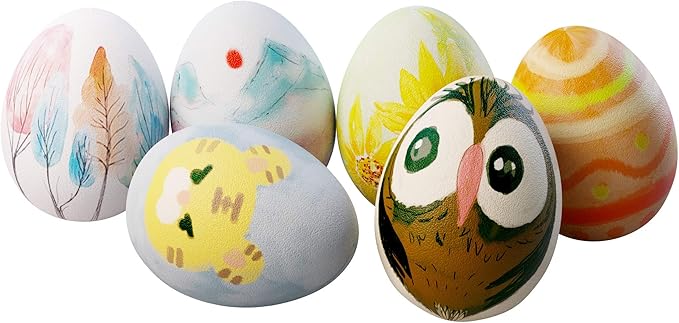 Dan&Darci Egg Squishy Painting Kit - Arts and Crafts for Girls and Boys - Kids Easter Art Activities - Craft Gift for Kids Ages 4 5 6 7 8 9 10 Year Old Girls - Paint 6 Slow Rising Squishies