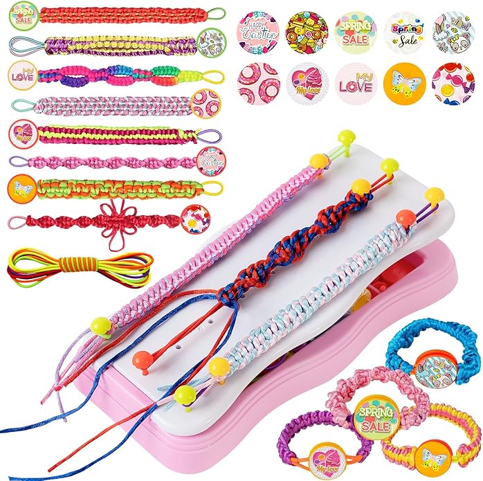 Bracelet Making Kit Toys for Ages 8+ Year Old Girls Gifts Ideas, Bracelet kit Birthday Gifts for Teen Girls, Arts and Crafts String Maker Tool, Portable Bracelet DIY Travel Activity Set