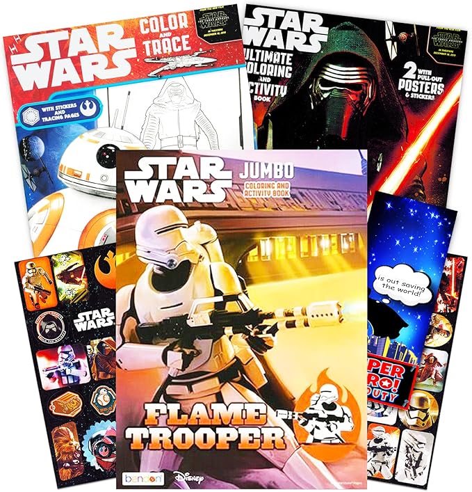 Star Wars Coloring Book Bundle with Stickers and More (3 Jumbo Books - Over 200 Pages Total, Over 30 Stickers)