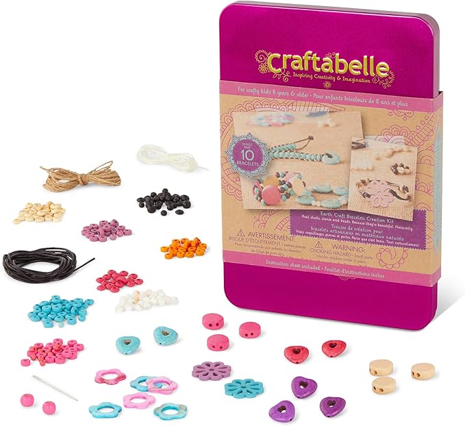– Earth Craft Bracelets Creation Kit – Bracelet Making Kit – 357pc Jewelry Set with Beads & Shells – DIY Jewelry Kits for Kids Aged 8 Years +