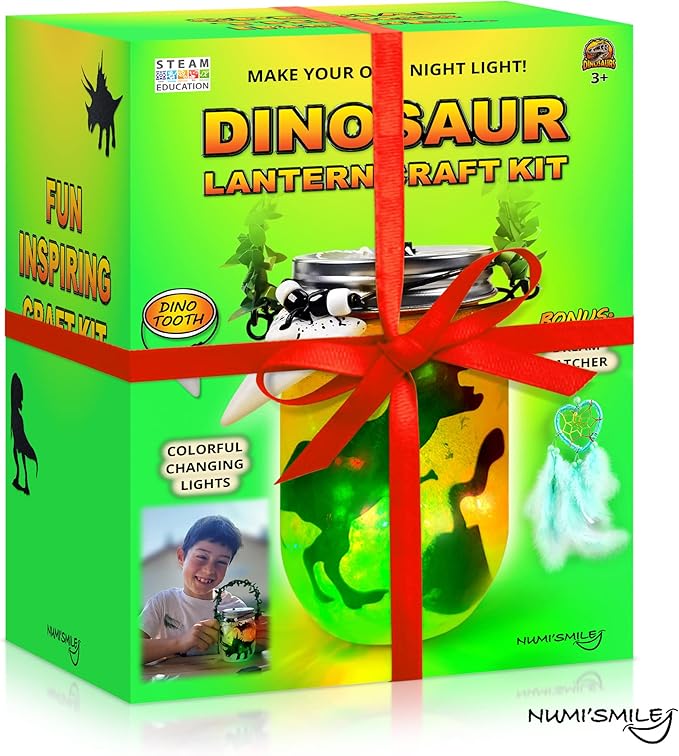 Dinosaur Lantern Nightlight Craft Kit, DIY Kits for Kids Crafts for Boys & Girls,Dinosaur Gifts for Boys Ages 3 4 5 6 7 8-12 Years and Up, Best Dinosaur Toy Birthday Art Set & Top