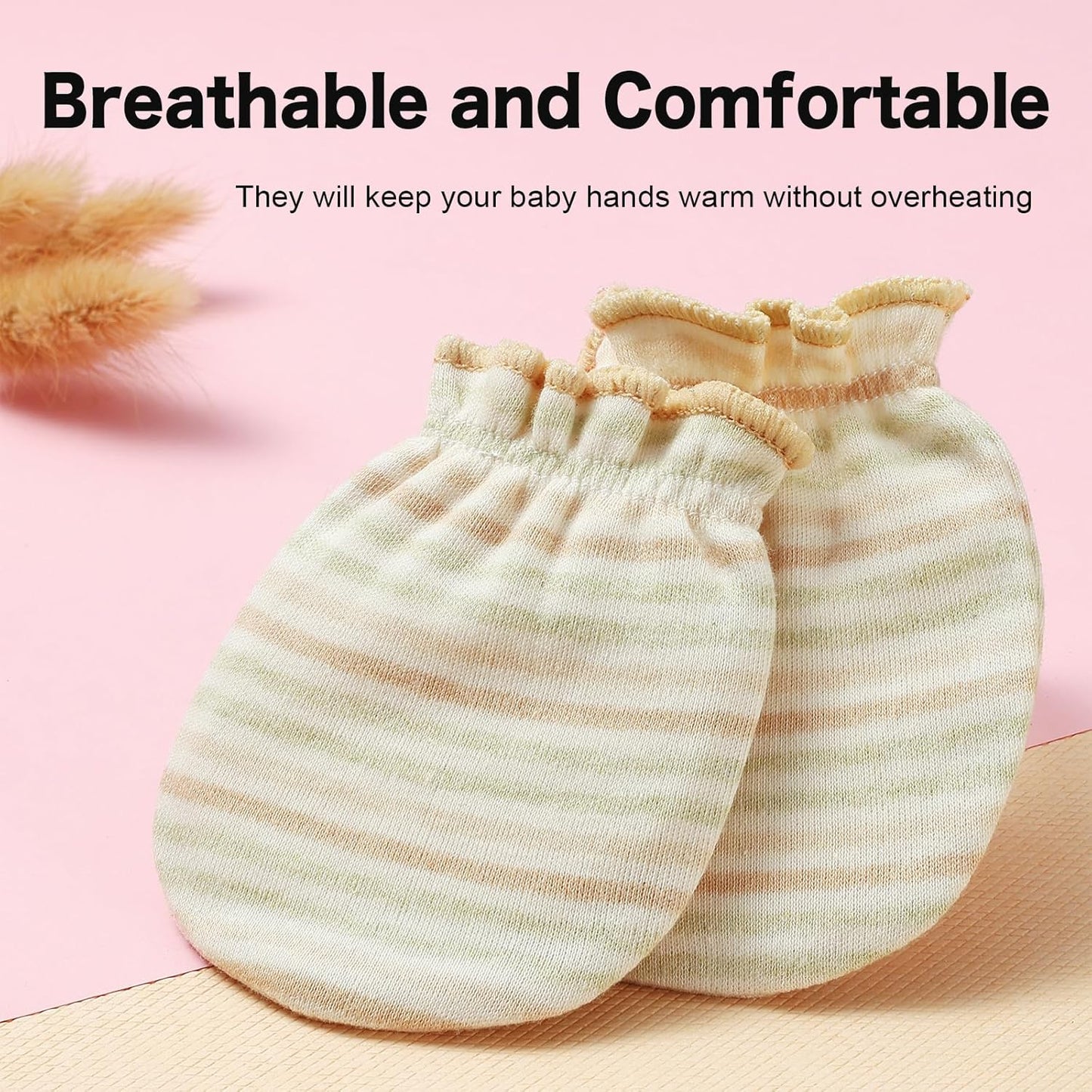 Newborn Mittens No Scratch 100% Cotton Mitts Boy Girl baby mittens 0-6 months 6 Pack