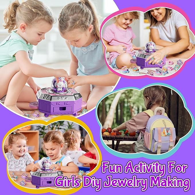 Jewelry Toys for Girls, 153Pcs Toddler Girls DIY Toy Rabbit Jewelry Making Kit for 4 5 6 7 8 Years Old, Arts and Crafts Supplies for Kids，Play Jewelry Princess Toys for Dress Up, Easter Birthday Gifts