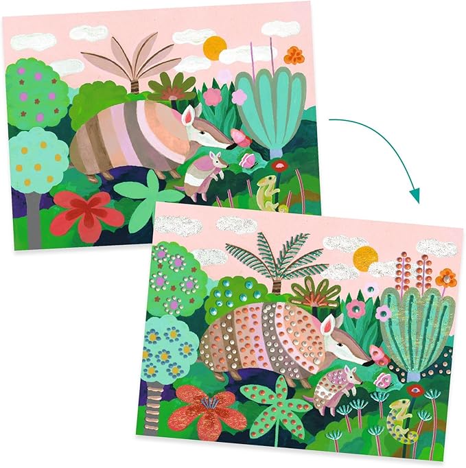 DJECO LGA Tropical 3D Painting - Create Your Own Animal 3D Keepsakes - Fun & Creative for Family & Friends, Perfect for Gift - Educational Arts & Craft Kit for Children 7+ Girls & Boys