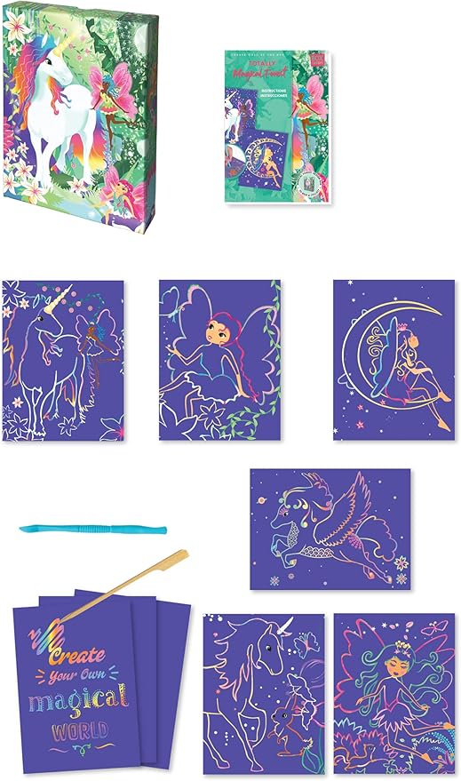 Totally Magical Forest Fairies and Unicorns Scratch Art Kit to Make, Display and Share