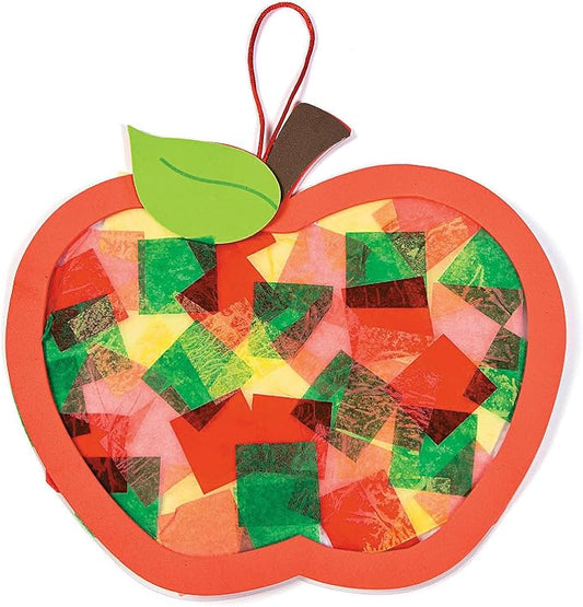 Fun Express Apple Tissue Paper Sign Craft Kit - Makes 12 - DIY Fall Crafts for Kids