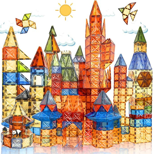 Magnetic Tiles, 100PCS Earth Color Magnet Building Toys for Kids Age 4-8, Sensory Stacking Blocks for Toddlers, STEM Preschool Montessori Learning Toys Birthday Gifts for Boys Girls Ages 3+
