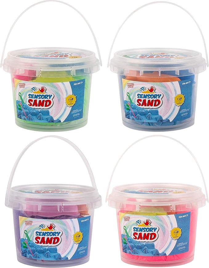 Sensory Sand Play Sand for Kids with Sea Molds 4 Pound Bulk Multicolor Sand for Boys and Girls