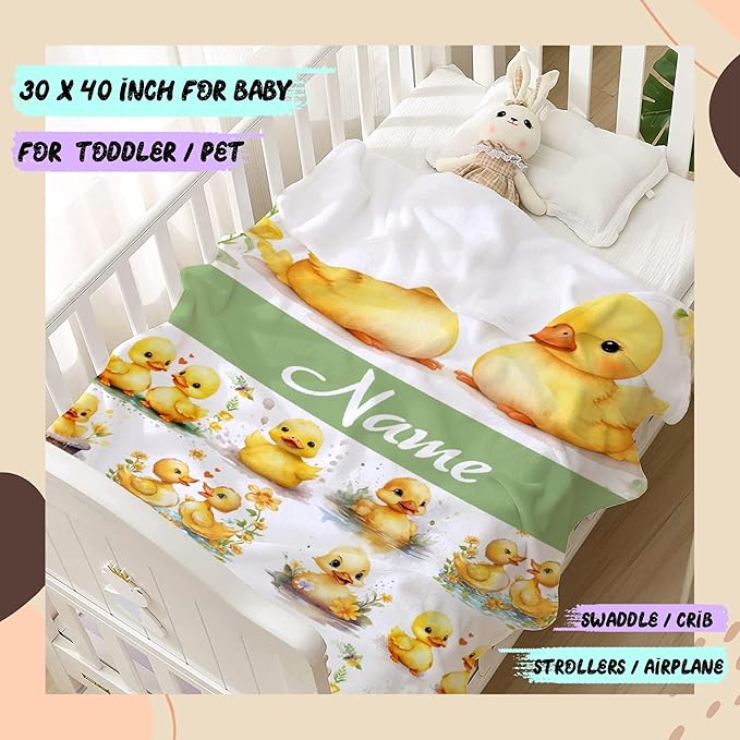 Aparajita Custom Name Yellow Ducks Adult Duck Blanket Kids Funny Blanket Suitable for Bedroom Bed Sofa Crib Couch Chair Outdoor All Season Items That Yellow Duck Lovers Will Love 90”×120 ”for Family