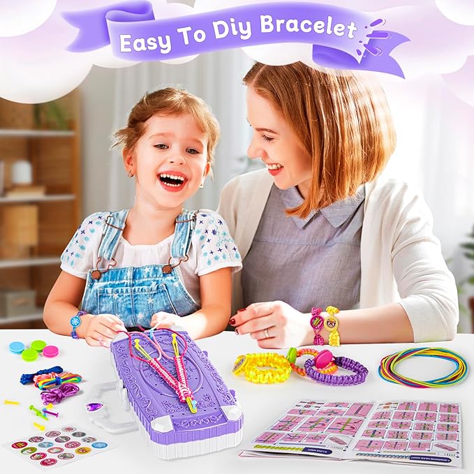 TQRAZ Friendship Bracelet Making Kit, DIY Arts and Crafts Toys for Girls, Jewelry String Maker Kit, Birthday Gifts Ideas for Girls 6 7 8 9 10 11 12+ Years Old(Purple)