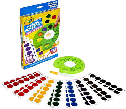 Crayola Watercolor Pop & Paint Palette, Washable Paint Kit, Less Mess Watercolor Paint Set for Kids, Arts & Crafts, Toddler Gifts