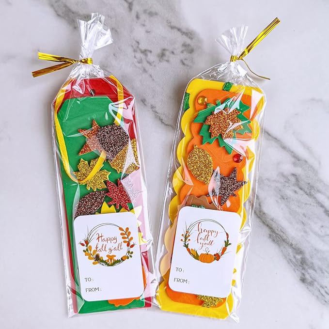 Winlyn 36 Sets Fall Craft Kits Fall Crafts DIY Fall Leaf Bookmarks Decorations Art Sets Autumn Maple Leaf Glitter Leaf Foam Stickers Arts and Crafts for Kids Thanksgiving Halloween Classroom Activity