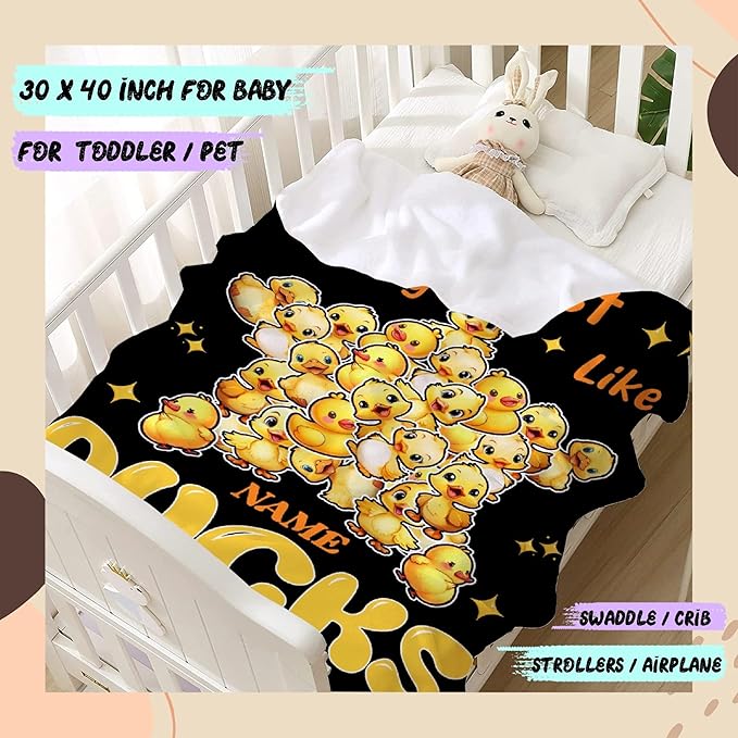 Costom Name Just Really Like Ducks Adult duck Blanket Kids Funny Blanket Suitable for Bedroom bed sofa Crib Couch Chair outdoor All Season Items That Yellow Duck Lovers Will Love 40"x30"for Pets