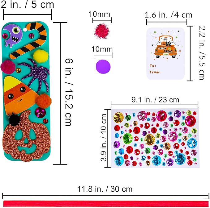 Winlyn 36 Sets Halloween Craft Kits Halloween Crafts Fall Kids Crafts DIY Halloween Bookmarks Art Sets Pumpkin Jack-O'-Lantern Bats Monster Foam Stickers Arts and Crafts for Kids Classroom Activities